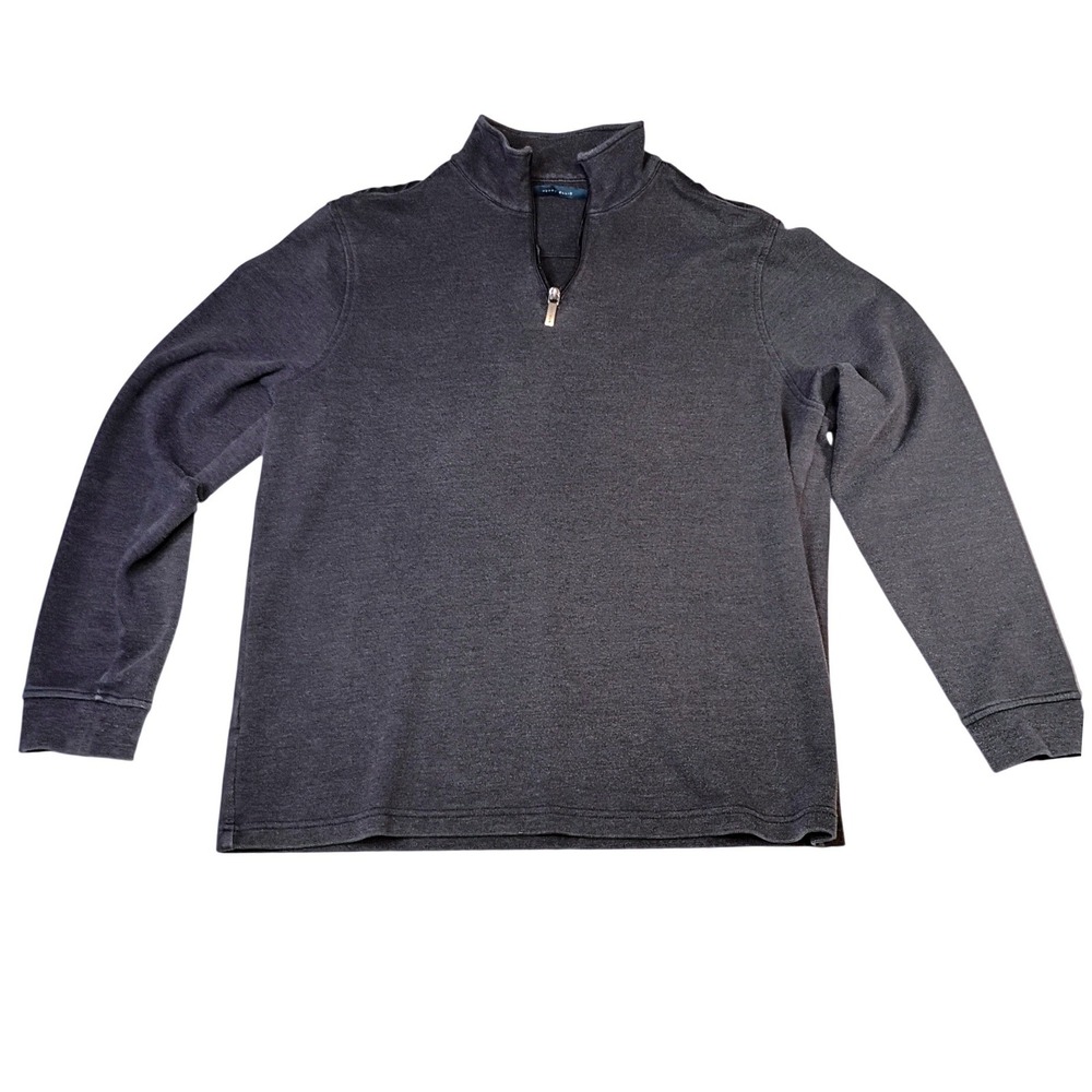 Perry Ellis Mens Quarter Zip Pullover Sweater Charcoal Gray Heather Mock Neck